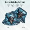 Flying Dragon Sun Hat for Adults, Beautiful Double-Sided Printing, Unisex Summer Travelling Beach Hat. Black view 4