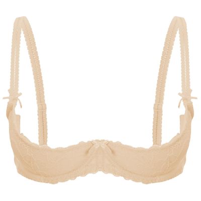 Loloda Women's Open Cup Bras Underwired Bra Tops Brassiere Push Up Lingerie Underwear Bralette Nude X-Large