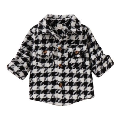 Toddler Boys Girls Shirt Coat Jacket Plaid Long Sleeve Kids Turn Down Collar Button Tops Toddler Boy Winter Jacket (Black, 12-18 Months)