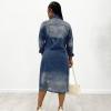 BORAMAX Women's Fashion Ripped Holes Maxi Long Denim Jacket Trench Coat Retro Blue Jackets Lapel Button Oversized Trench Coat view 4