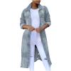 BORAMAX Women's Fashion Ripped Holes Maxi Long Denim Jacket Trench Coat Retro Blue Jackets Lapel Button Oversized Trench Coat