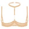 Lejafay Women See Through Lace 1/4 Cups Balconette Bustier Brassiere Padded Underwire Shelf Bra Tops Nude X-Large view 1