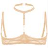 Lejafay Women See Through Lace 1/4 Cups Balconette Bustier Brassiere Padded Underwire Shelf Bra Tops Nude X-Large view 4