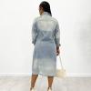 BORAMAX Women's Fashion Ripped Holes Maxi Long Denim Jacket Trench Coat Retro Blue Jackets Lapel Button Oversized Trench Coat view 3