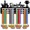 CREATCABIN Finisher Medal Holder Medal Hanger Display Rack Sports Metal Hanging Awards Iron Small Mount Decor Awards for Wall Home Badge Race Running Gymnastics Swimming Medalist Black 11.4 x 5.1 Inch view 1