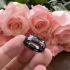 6 mm Tungsten Carbide Ring Black with Electrocardiographic Wave Inlay Colorful with Beleved Edges Comfort Fit view 2