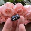 6 mm Tungsten Carbide Ring Black with Electrocardiographic Wave Inlay Colorful with Beleved Edges Comfort Fit view 4