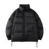 JEsilunmaMY Men's Stand Collar Crop Padded Jacket Full Zip Warm Thicken Winter Down Coat Solid Color Puffer Coat with Pocket (Black,X-Large) view 1