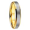 4 mm Tungsten Wedding Bands Gold Brushed Finish Surface Women Rings with Beveled Edges Comfort Fit view 1