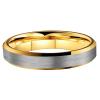 4 mm Tungsten Wedding Bands Gold Brushed Finish Surface Women Rings with Beveled Edges Comfort Fit view 2