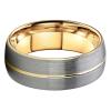 8 mm Gold Tungsten Carbide Rings for Men Women Wedding Bands Grooved Center Domed Brushed Finish view 2