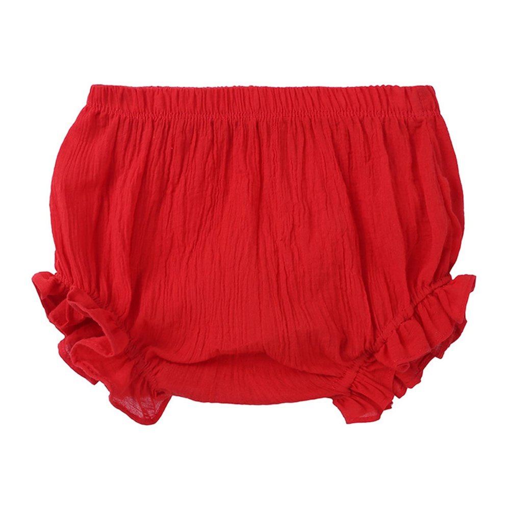 Unisex Newborn Infant Solid Shorts Baby Girls Boys Solid Spring Summer Shorts Ruffle Clothes for 0 (ZX-Red, 6-12 Months)