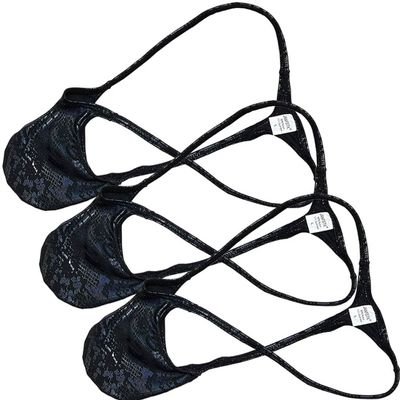 OROCOJUCO Men's Metallic Shiny G-String Tangas Pouch Underwear Male Posing T-back Grape Smugglers Stretchy Swim Thong 3-Pack-Python Black L