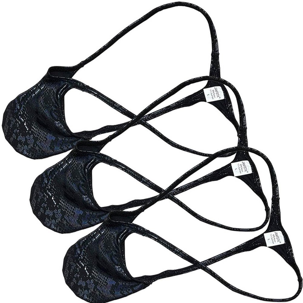 OROCOJUCO Men's Metallic Shiny G-String Tangas Pouch Underwear Male Posing T-back Grape Smugglers Stretchy Swim Thong 3-Pack-Python Black L
