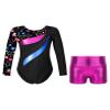 Hedmy Gymnastics Leotards for Girl Sparkly Dancewear Activewear Big Girls' Classic Long Sleeve Leotard Unitard Star Black 12 Years view 1