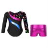 Hedmy Gymnastics Leotards for Girl Sparkly Dancewear Activewear Big Girls' Classic Long Sleeve Leotard Unitard Star Black 12 Years view 2