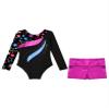 Hedmy Gymnastics Leotards for Girl Sparkly Dancewear Activewear Big Girls' Classic Long Sleeve Leotard Unitard Star Black 12 Years view 3