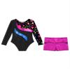 Hedmy Gymnastics Leotards for Girl Sparkly Dancewear Activewear Big Girls' Classic Long Sleeve Leotard Unitard Star Black 12 Years view 4