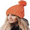 Beautiful Nomad Women's Winter Hat Warm Knitted Beanie with Chunky Bobble Pom Pom Orange view 2