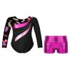 Hedmy Gymnastics Leotards for Girl Sparkly Dancewear Activewear Big Girls' Classic Long Sleeve Leotard Unitard Leaves Black 12 Years view 1