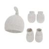 Baby Hats Mittens and Socks Set Unisex Cotton eanie Cap and Scratch Mitten Non-Slip Baby Ankle Socks (Grey, One Size)