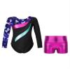 Hedmy Gymnastics Leotards for Girl Sparkly Dancewear Activewear Big Girls' Classic Long Sleeve Leotard Unitard Fairy Navy 8 Years view 1