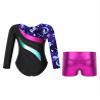 Hedmy Gymnastics Leotards for Girl Sparkly Dancewear Activewear Big Girls' Classic Long Sleeve Leotard Unitard Fairy Navy 8 Years view 2