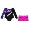 Hedmy Gymnastics Leotards for Girl Sparkly Dancewear Activewear Big Girls' Classic Long Sleeve Leotard Unitard Fairy Navy 8 Years view 3