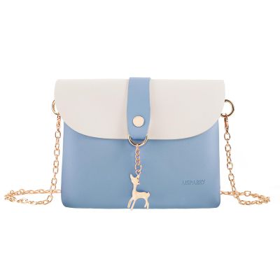 AISPARKY Small Crossbody Purse, PU Leather Small Purse for Girls With Pendant With Strap/Gold Chain Strap (Goldchain-Sky Blue)
