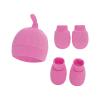Baby Hats Mittens and Socks Set Unisex Cotton eanie Cap and Scratch Mitten Non-Slip Baby Ankle (Hot Pink, One Size)