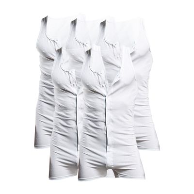 Men'S Cotton Tank Top One Piece Wrestling Singlet Bodysuit Leotard Underwear Athletic Stretchy Boxer Briefs Underwear (White-5PC,XXL)