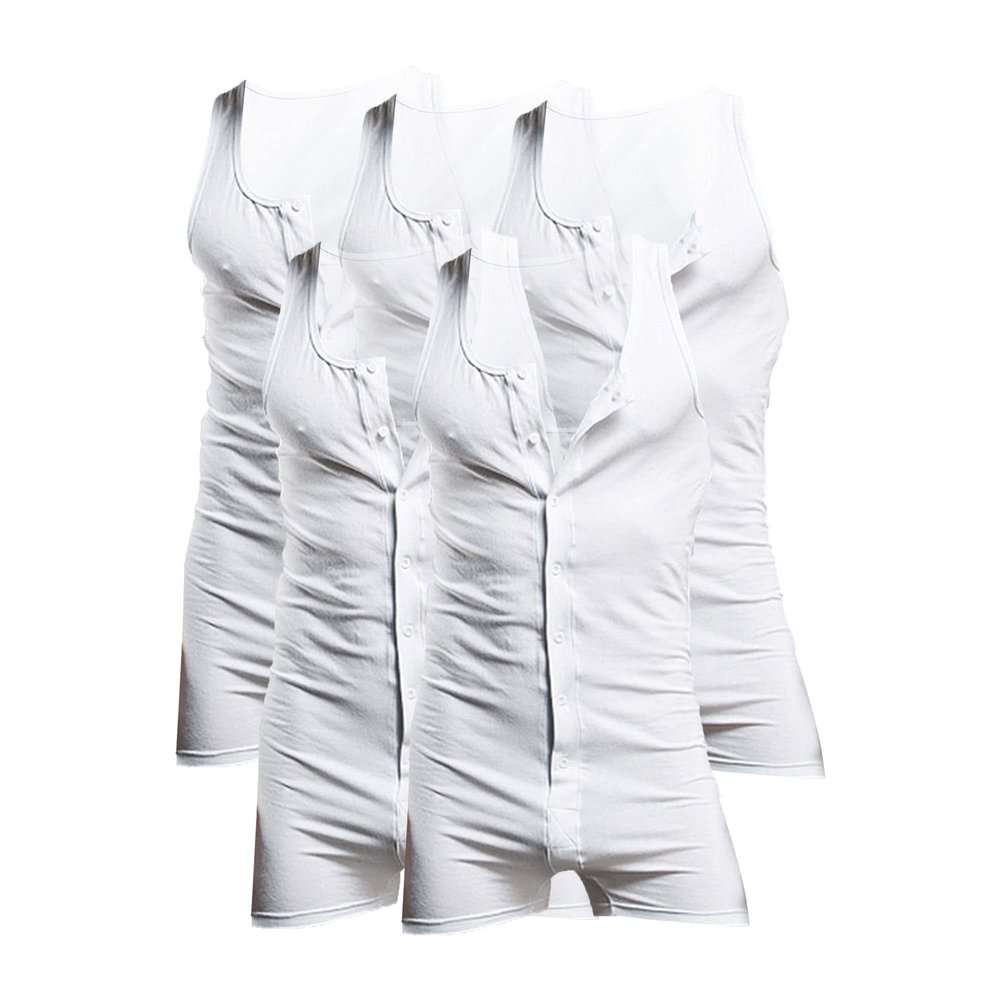 Men'S Cotton Tank Top One Piece Wrestling Singlet Bodysuit Leotard Underwear Athletic Stretchy Boxer Briefs Underwear (White-5PC,XXL)