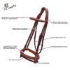 ExionPro Exion Anatomical Snaffle Jumping Bridle for Horses with Removable Flash Noseband & Rubber Reins  Premium Vegetable-Tanned Leather, Brass Buckles, Padded MonoCrown, Designer Stitching view 3