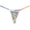 OROCOJUCO Men Posing Thong G-string Underwear Narrow Pouch T-back Minimal Coverage Tangas Bikini Swimwear White Rainbow Stripe L view 1