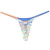 OROCOJUCO Men Posing Thong G-string Underwear Narrow Pouch T-back Minimal Coverage Tangas Bikini Swimwear White Rainbow Stripe L view 3