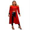 TiaoBug Women's Circus Ringmaster Halloween Cosplay Costume Long Sleeve Fringe Ringleader Tailcoat Jacket Red Medium view 1