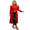 TiaoBug Women's Circus Ringmaster Halloween Cosplay Costume Long Sleeve Fringe Ringleader Tailcoat Jacket Red Medium view 3
