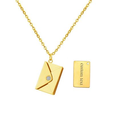 Wexibauyl Custom Envelope Necklace Personalized Envelope Locket Necklace with Photo Message Engraved Envelope Pendant with Picture inside Love Letter Necklace for Women Men Couples Best Friends