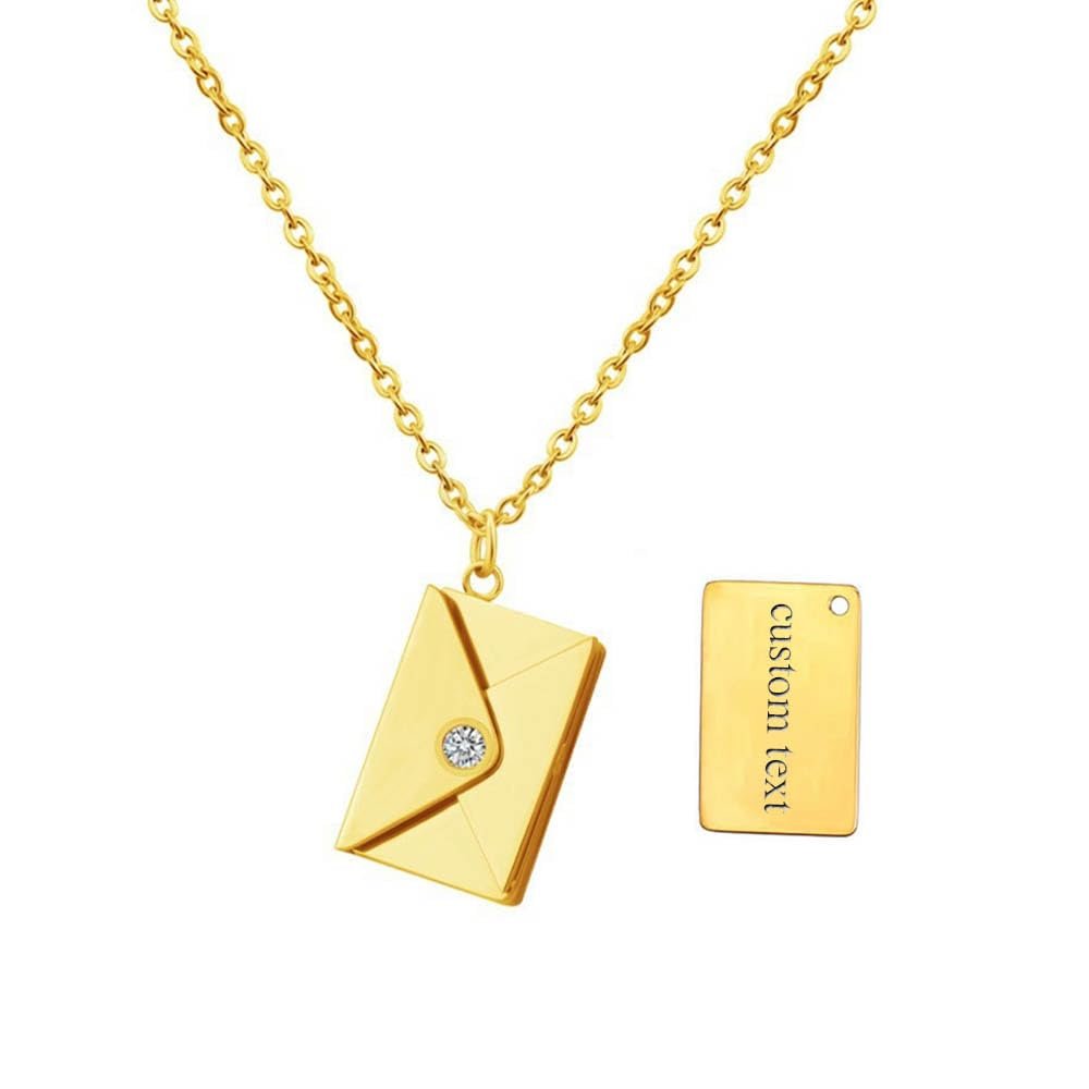 Wexibauyl Custom Envelope Necklace Personalized Envelope Locket Necklace with Photo Message Engraved Envelope Pendant with Picture inside Love Letter Necklace for Women Men Couples Best Friends