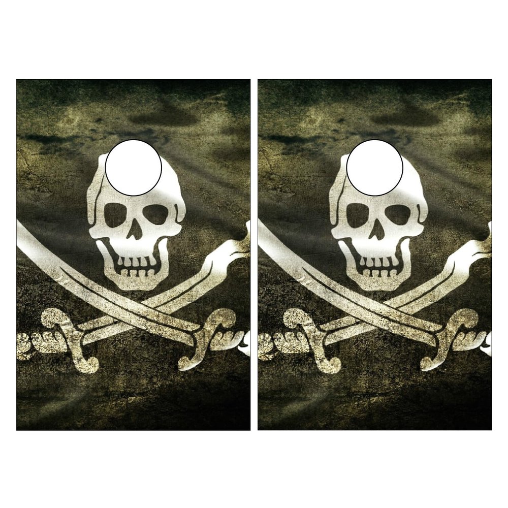 Cornhole Board Wraps Pirate Flag Cornhole Skins for Boards,3ft x 2ft Skin Decal Vinyl Wrap for Cornhole Game Board Bag Toss (2xpcs.)