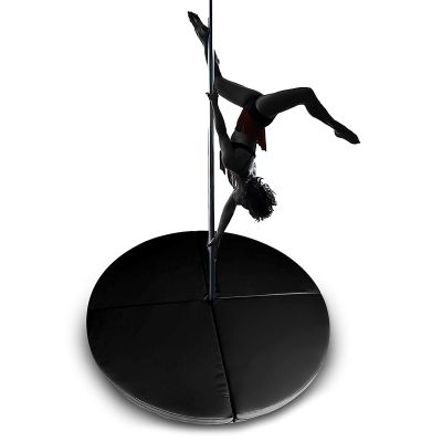 6.5 5.2 5 4 Feet Large Pole Crash Mat - Round Foldable Pole Dance Mat 1in/2in/4in Thickness, Portable Yoga Exercise Mats Dancing Cushion Fall Safety Padding for Dance Pole ( Color : Black , Size : 160
