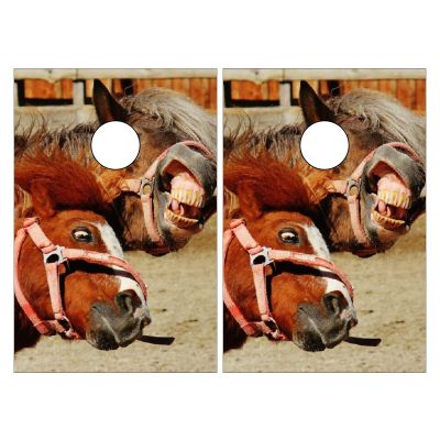 Cornhole Board Wraps Funny Horses Cornhole Skins for Boards,3ft x 2ft Skin Decal Vinyl Wrap for Cornhole Game Board Bag Toss (2xpcs.)