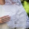 MariaVeils Catholic Mantilla Mass Veil - Triangle Cross Embroidery Church Lace Chapel Mass Head Covering Long Veil (White) view 2