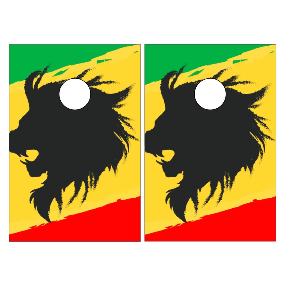 Cornhole Board Wraps Reggae Style Lion Cornhole Skins for Boards,3ft x 2ft Skin Decal Vinyl Wrap for Cornhole Game Board Bag Toss (2xpcs.)
