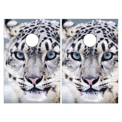 Cornhole Board Wraps Snow Leopard Cornhole Skins for Boards,3ft x 2ft Skin Decal Vinyl Wrap for Cornhole Game Board Bag Toss (2xpcs.)