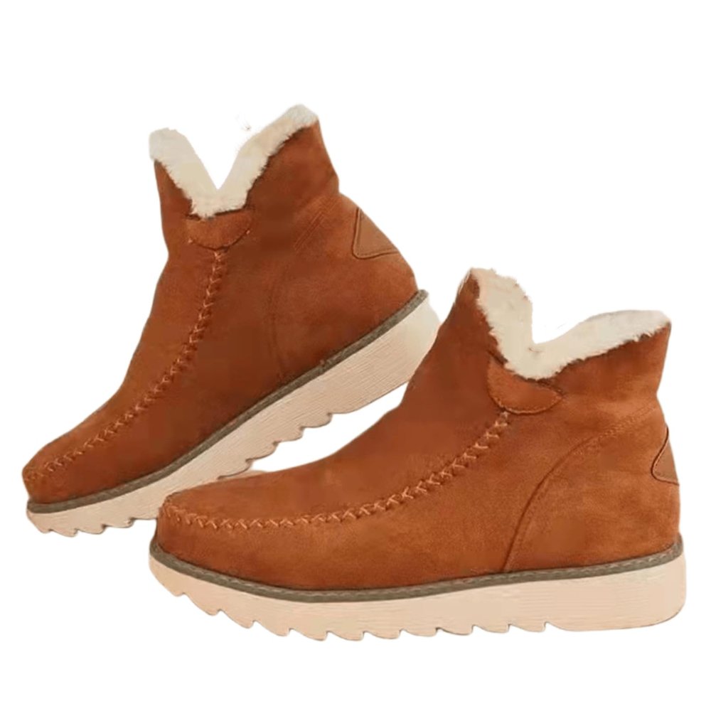 Ladmiple Winter Boots For Women Fashion Wide Calf Women's Winter Snow Boots Classic Faux Fur Lined Slip On Ankle Boots Fashion Casual Warm Outdoor Comfortable Walking Shoes