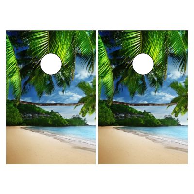 Cornhole Board Wraps Ocean Coconut Tree Cornhole Skins for Boards,3ft x 2ft Skin Decal Vinyl Wrap for Cornhole Game Board Bag Toss (2xpcs.)