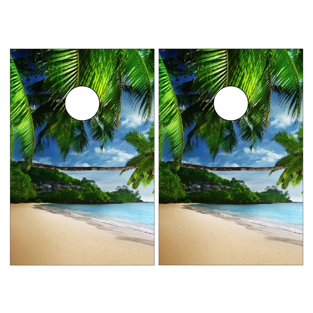 Cornhole Board Wraps Ocean Coconut Tree Cornhole Skins for Boards,3ft x 2ft Skin Decal Vinyl Wrap for Cornhole Game Board Bag Toss (2xpcs.)