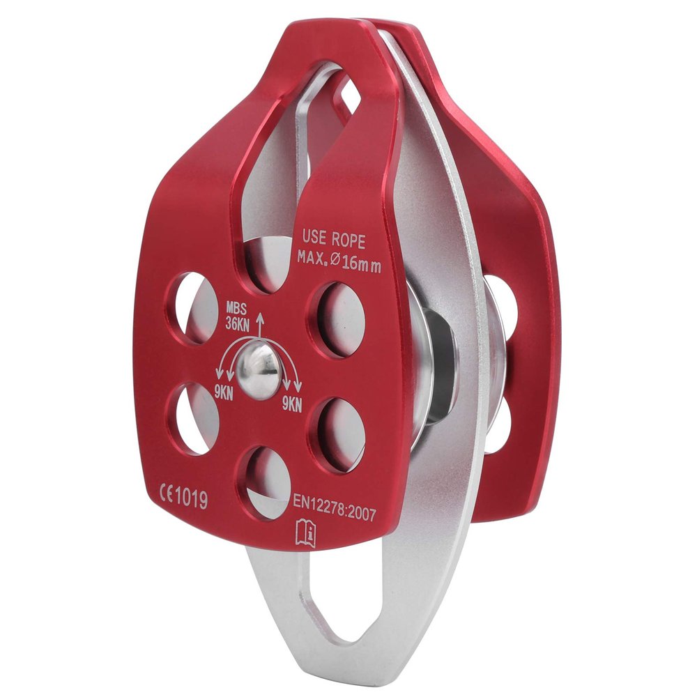 Vomeko Fixed Plate Micro Pulley, Outdoor Survival Pulley - Sideplate Double Sheave Pulley for Climbing and Rescue Equipment