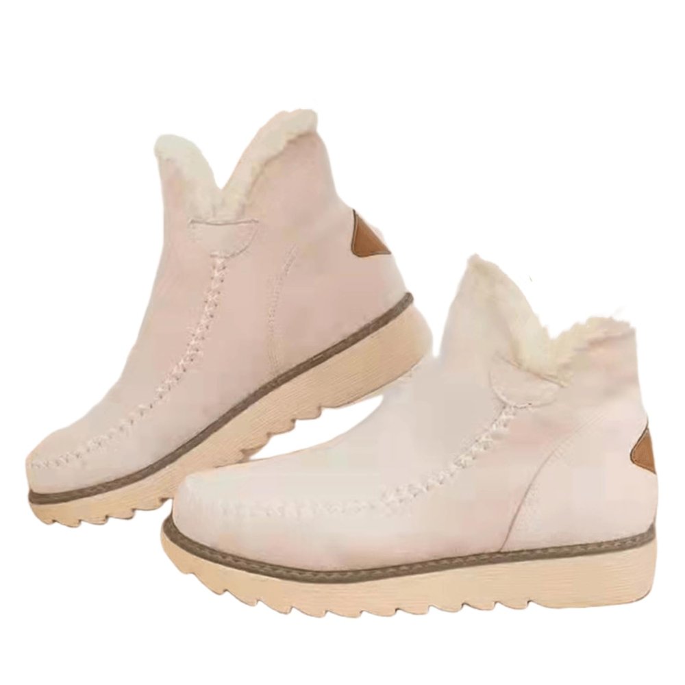 Ladmiple Furry Boots For Women Outdoor Women's Winter Snow Boots Classic Faux Fur Lined Slip On Ankle Boots Fashion Casual Warm Outdoor Comfortable Walking Shoes